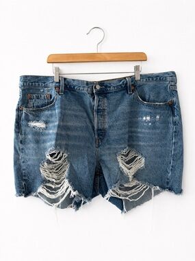 Levi’s 501 Original Fit Distressed Denim Shorts Plus Size 22W